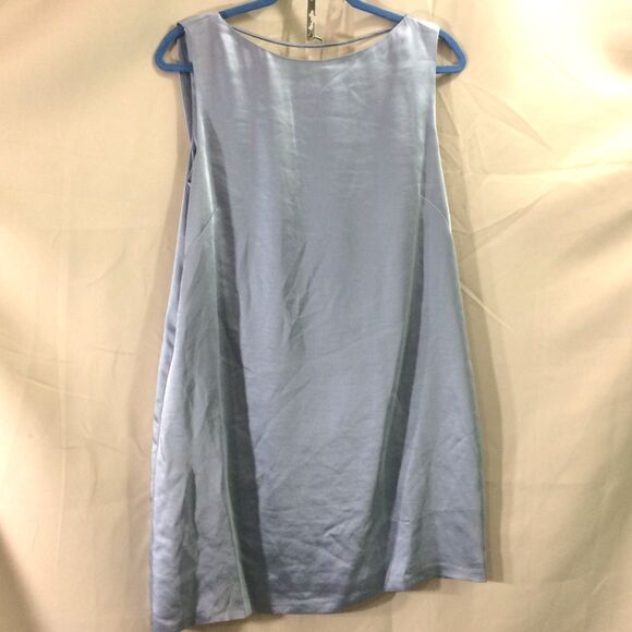 NEW Kenneth Cole NWT Blue Satin Shift Dress Size 14 Sleeveless Draped Back - Picture 4 of 6
